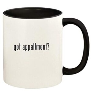 Knick Knack Gifts got appallment? - 11oz Ceramic Colored Handle and Inside Coffee Mug Cup, Black