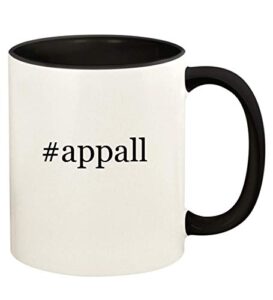 knick knack gifts #appall - 11oz hashtag ceramic colored handle and inside coffee mug cup, black