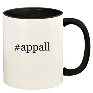 Knick Knack Gifts #appall - 11oz Hashtag Ceramic Colored Handle and Inside Coffee Mug Cup, Black