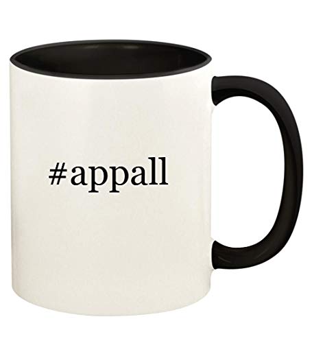 Knick Knack Gifts #appall - 11oz Hashtag Ceramic Colored Handle and Inside Coffee Mug Cup, Black