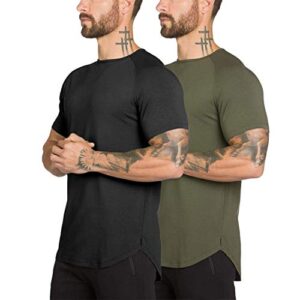 mens gym workout slim fit short sleeve t-shirt cotton performance athletic shirts running fitness tee(agbk xl)