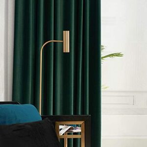 myru 1 pair nordic velvet curtains dark green luxury blackout curtains for bedroom and living room (2 x 54 by 96 inch,dark green)