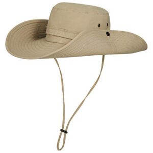 Sun Hat for Men, Super Wide Brim Sun Fishing Hat Safari UPF50+ Bucket Boonie Cap A-Khaki