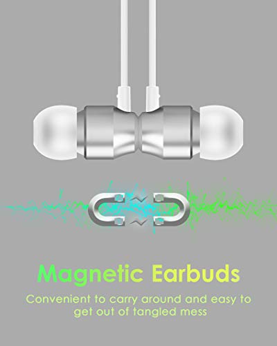 PALOVUE Lightning Headphones Earphones Earbuds in-Ear Magnetic MFi Certified with Microphone Compatible iPhone 14 13 12 11 Pro Max iPhone X XS Max XR iPhone 7 8 Plus iPad Metallic Silver