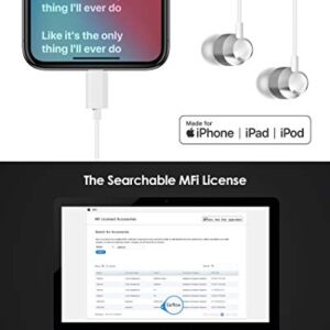 PALOVUE Lightning Headphones Earphones Earbuds in-Ear Magnetic MFi Certified with Microphone Compatible iPhone 14 13 12 11 Pro Max iPhone X XS Max XR iPhone 7 8 Plus iPad Metallic Silver