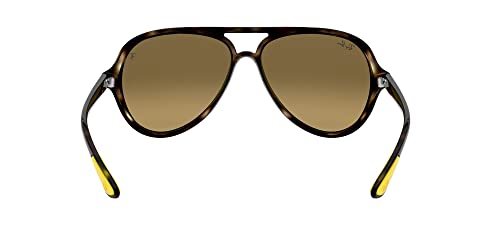 Ray-Ban RB4125M Scuderia Ferrari Collection Aviator Sunglasses, Havana/Brown Mirrored Gradient Grey, 57 mm