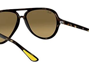 Ray-Ban RB4125M Scuderia Ferrari Collection Aviator Sunglasses, Havana/Brown Mirrored Gradient Grey, 57 mm