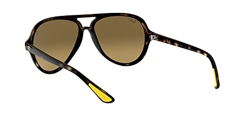 Ray-Ban RB4125M Scuderia Ferrari Collection Aviator Sunglasses, Havana/Brown Mirrored Gradient Grey, 57 mm