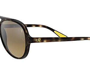 Ray-Ban RB4125M Scuderia Ferrari Collection Aviator Sunglasses, Havana/Brown Mirrored Gradient Grey, 57 mm