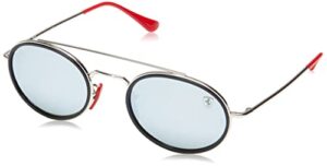 ray-ban rb3847m polarized oval sunglasses, silver/light green mirrored silver, 52 mm
