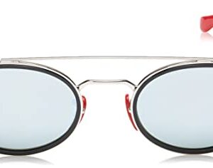 Ray-Ban Rb3847m Polarized Oval Sunglasses, Silver/Light Green Mirrored Silver, 52 mm