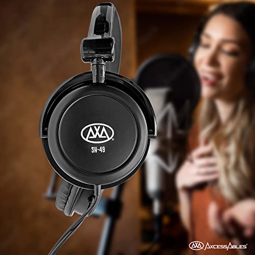 AxcessAbles On-Ear Closed-Back Studio Headphones | DJ Headphones with 6ft Cable and 1/4-inch Jack Adapter | 38mm Neodymium Driver Swiveling Cups| Guitar Practice Headphones | Recording Headphones