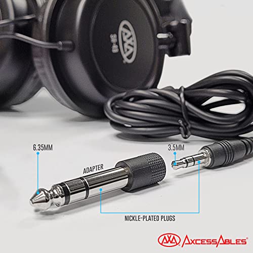 AxcessAbles On-Ear Closed-Back Studio Headphones | DJ Headphones with 6ft Cable and 1/4-inch Jack Adapter | 38mm Neodymium Driver Swiveling Cups| Guitar Practice Headphones | Recording Headphones