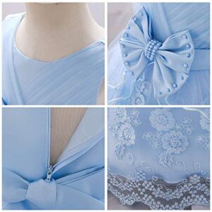 OBEEII Baptism Dresses Princess Wedding Special Occasion Baby Girl Christening Dress Blue 9-12 Months