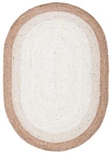 safavieh braided collection 4' x 6' oval beige/ivory brd903b handmade country cottage reversible wool entryway foyer living room bedroom kitchen area rug