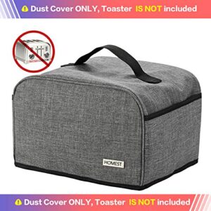 HOMEST Toaster Dust Cover with Pockets Compatible with Cuisinart 4 Slice Toaster, Can Hold Jam Spreader Knife & Toaster Tongs, Dust and Fingerprint Protection, Grey(Cover only)