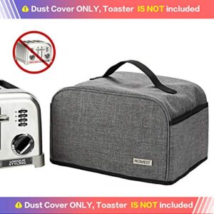 HOMEST Toaster Dust Cover with Pockets Compatible with Cuisinart 4 Slice Toaster, Can Hold Jam Spreader Knife & Toaster Tongs, Dust and Fingerprint Protection, Grey(Cover only)