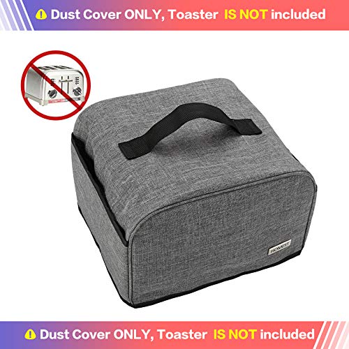 HOMEST Toaster Dust Cover with Pockets Compatible with Cuisinart 4 Slice Toaster, Can Hold Jam Spreader Knife & Toaster Tongs, Dust and Fingerprint Protection, Grey(Cover only)