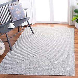 safavieh braided collection 4' x 6' silver/grey brd315f handmade country cottage reversible area rug