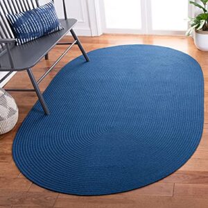 safavieh braided collection 4' x 6' oval blue brd315m handmade country cottage reversible area rug