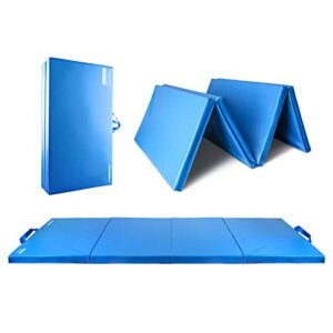 ritfit upgraded folding exercise mat, 2 inch thick gymnastics mat with carrying handles for yoga, mma, stretching, core workouts and home gym protective flooring (sky blue(4' x 8'))
