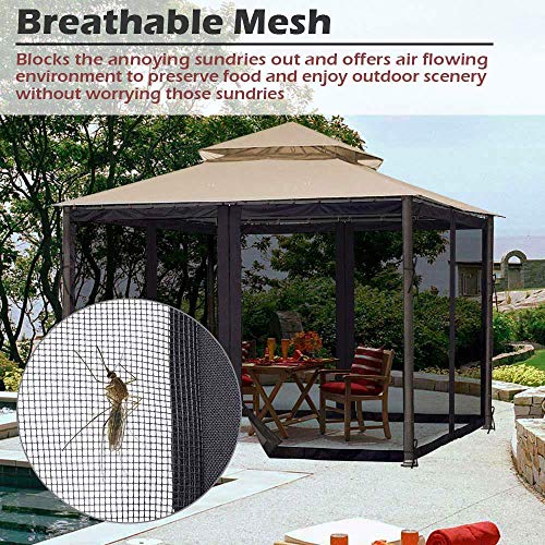 Yescom Universal Replacement Mesh Netting Screen Wall Sidewall Curtain with Zipper for 10x12ft Yard Gazebo Canopy Tent