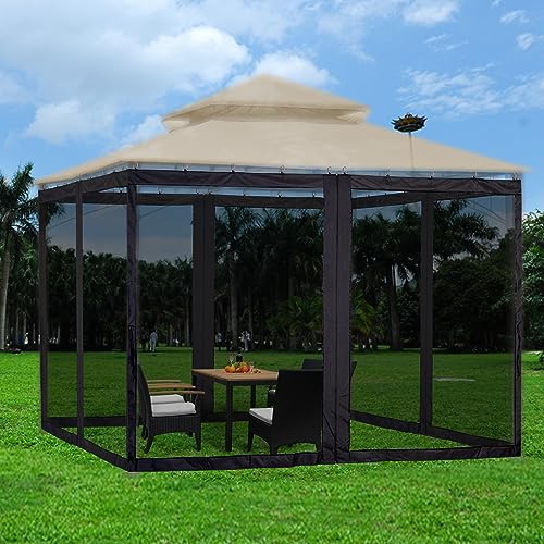 Yescom Universal Replacement Mesh Netting Screen Wall Sidewall Curtain with Zipper for 10x12ft Yard Gazebo Canopy Tent