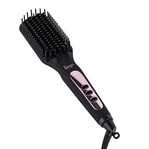 l'ange hair le vite hair straightener brush | heated hair straightening brush flat iron for smooth, anti frizz hair | dual-voltage electric hair brush straightener | hot brush for styling (black)