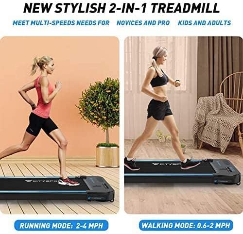 CITYSPORTS Treadmills for Home, Under Desk Treadmill Walking Pad Treadmill with Audio Speakers, Slim & Portable Treadmill with Remote & Dual LED Display, Office & Home Treadmills