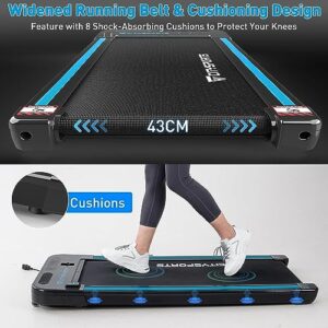 CITYSPORTS Treadmills for Home, Under Desk Treadmill Walking Pad Treadmill with Audio Speakers, Slim & Portable Treadmill with Remote & Dual LED Display, Office & Home Treadmills