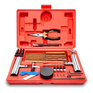 TOOLUXE 50003L Universal Heavy Duty Tire Repair Kit | 57 Piece Value Pack | Fix Punctures and Plug Flats | Ideal for Cars, Trucks, Motorcycle, ATV, Jeeps, Off Road Vehicles, RV, Tractors …