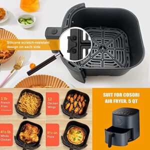 Air Fryer Grill Pan for COSORI Square Air Fryer Pro LE 5 Qt, Non-Stick 8.26’’*8.26’’ Air Fryer Rack Replacement Parts Accessories Grill Plate Crisper Plate Tray with Rubber Bumpers, Dishwasher Safe