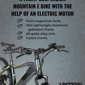 Hyper E-Ride Electric Mountain Bike for Adults 26 Inch. 250w, 36v Battery, Mountain Ebike with Shimano 6-Speed with Front Dual Shock Absorber. Electric Bicycle for Adults.