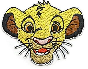 classic cartoon simba face embroidered 3 1/2" wide iron on patch