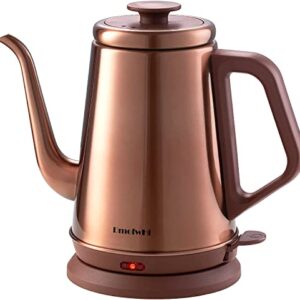 DmofwHi 1000W Gooseneck Electric Kettle (1.0L),100% Stainless Steel BPA Free Tea Kettle with Auto Shut - Off Protection, Pour Over Coffee Kettle -Copper