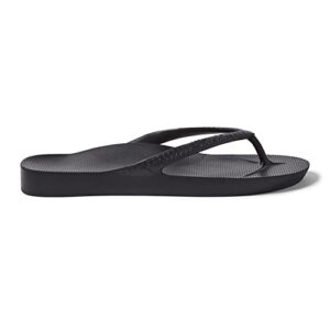 ARCHIES Footwear - Flip Flop Sandals – Offering Great Arch Support and Comfort - Black (Women's US 7/Men's US 6)