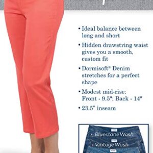 PajamaJeans Pull On Capris For Women - Womens Capri Jeans, Coral, 2X