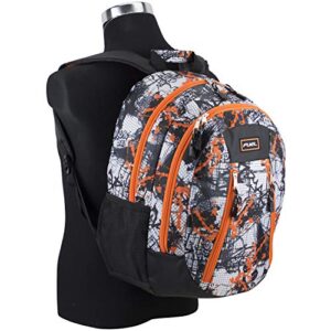 FUEL Active Backpack, Black/Orange/Urban Grid Print