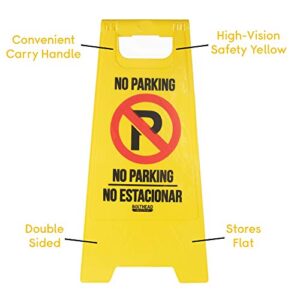 Bolthead Industrial Hi Viz No Parking Sign | English and Spanish (No Estacionar) | Double-Sided, Portable, Fold-Out | 3 Pack