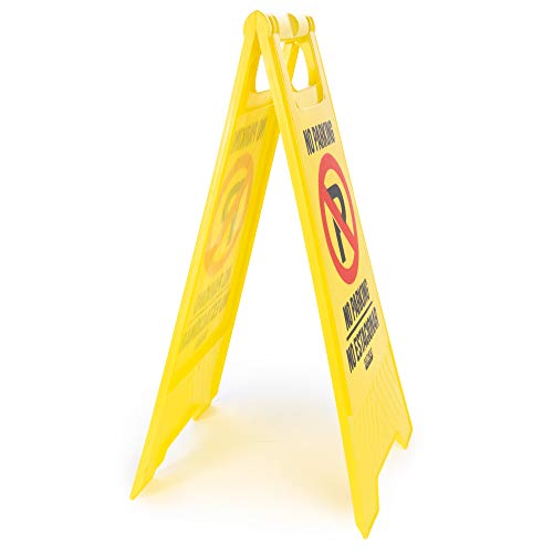 Bolthead Industrial Hi Viz No Parking Sign | English and Spanish (No Estacionar) | Double-Sided, Portable, Fold-Out | 3 Pack