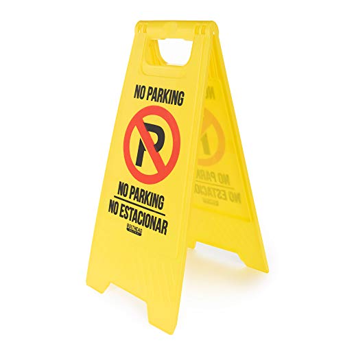 Bolthead Industrial Hi Viz No Parking Sign | English and Spanish (No Estacionar) | Double-Sided, Portable, Fold-Out | 3 Pack