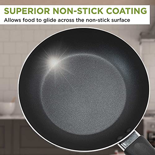 Ecolution Easy Clean Nonstick Cookware Set, Dishwasher Safe Kitchen Pots and Pans Set, Comfort Grip Handle, Even Heating, Ultimate Food Release, 12-Piece, Black