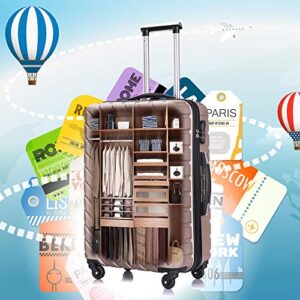 Apelila 5 Piece Hardshell Luggage Sets,Travel Suitcase,Carry On Luggage with Spinner Wheels Free Cover&Hanger Inside (Champagne Gold With Bag)
