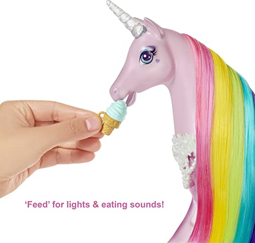 Barbie Dreamtopia Doll & Unicorn Set, Pink-Haired Fashion Doll & Magical Lights Unicorn Toy with Rainbow Mane, Lights & Sounds (Amazon Exclusive)