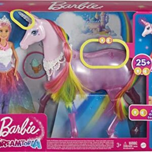 Barbie Dreamtopia Doll & Unicorn Set, Pink-Haired Fashion Doll & Magical Lights Unicorn Toy with Rainbow Mane, Lights & Sounds (Amazon Exclusive)