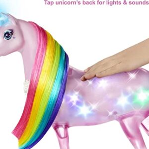 Barbie Dreamtopia Doll & Unicorn Set, Pink-Haired Fashion Doll & Magical Lights Unicorn Toy with Rainbow Mane, Lights & Sounds (Amazon Exclusive)