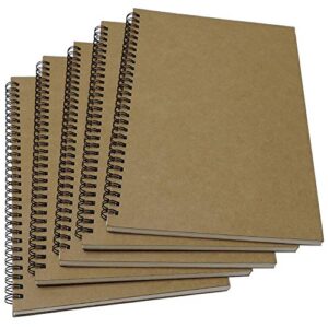 yuree spiral notebook lined, b5 soft cover spiral journal, 5 notebooks per pack, 60 sheets (120 pages), 10.2" x 7.2", brown