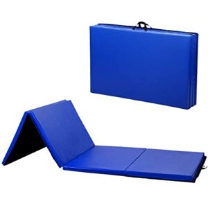 thick gymnastics exercise mat, 4'x8'x2"extra thick high density anti-tear folding tumbling mats gymnastics for home, gym mat for mma, stretching yoga cheerleading martial arts, aerobics (blue)