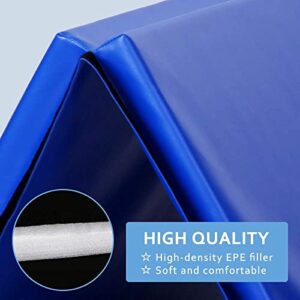 Thick Gymnastics Exercise Mat, 4'x8'x2"Extra Thick High Density Anti-Tear Folding Tumbling Mats Gymnastics for Home, Gym Mat for MMA, Stretching Yoga Cheerleading Martial Arts, Aerobics (Blue)