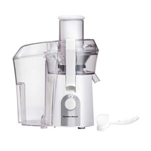 hamilton beach 67702 juicer machine, big mouth large 3” feed chute for whole fruits and vegetables, easy to clean, centrifugal extractor, bpa free, 800w motor, white